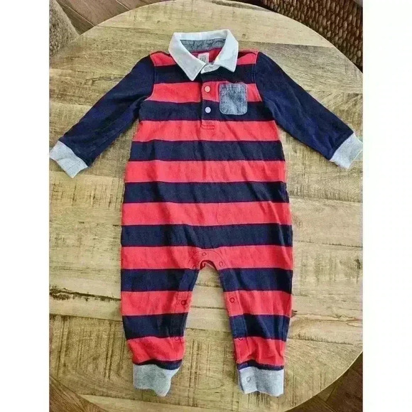 Gap Baby Gap Rugby Striped One Piece Infant Size 12-18 Months Preppy - Picture 1 of 5